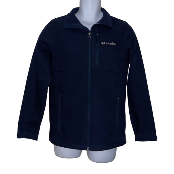 Columbia Navy Blue Full Zip Jacket Mens S Fleece Lined Zipper Pockets Logo - Picture 1 of 10